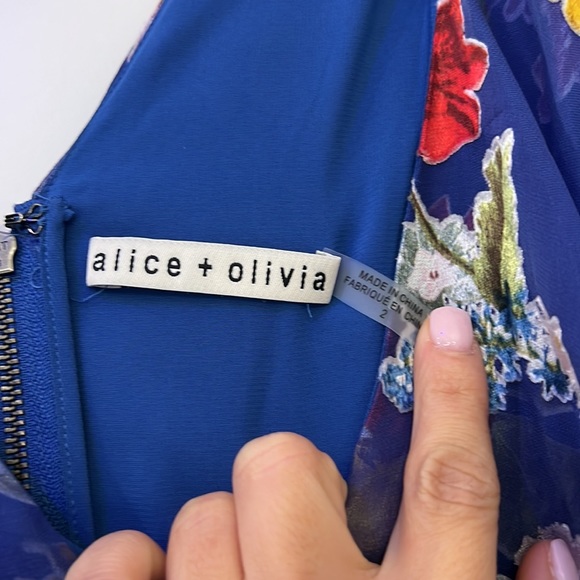 Alice and Olivia silk floral feminine high low dress - Picture 4 of 6